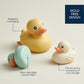 Itzy Ritzy Ducky Family - 3-Piece Floating Bath Toy Set with Watertight Design - Soft, Squeezable Ducks Designed for Ages 6 Months and Up (Ducks)