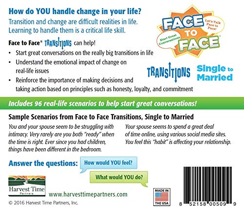 Harvest Time Partners Face to Face Transitions - Single to Married Conversation Card Game - Conversation Starters for Couples, Newlyweds & Premarital