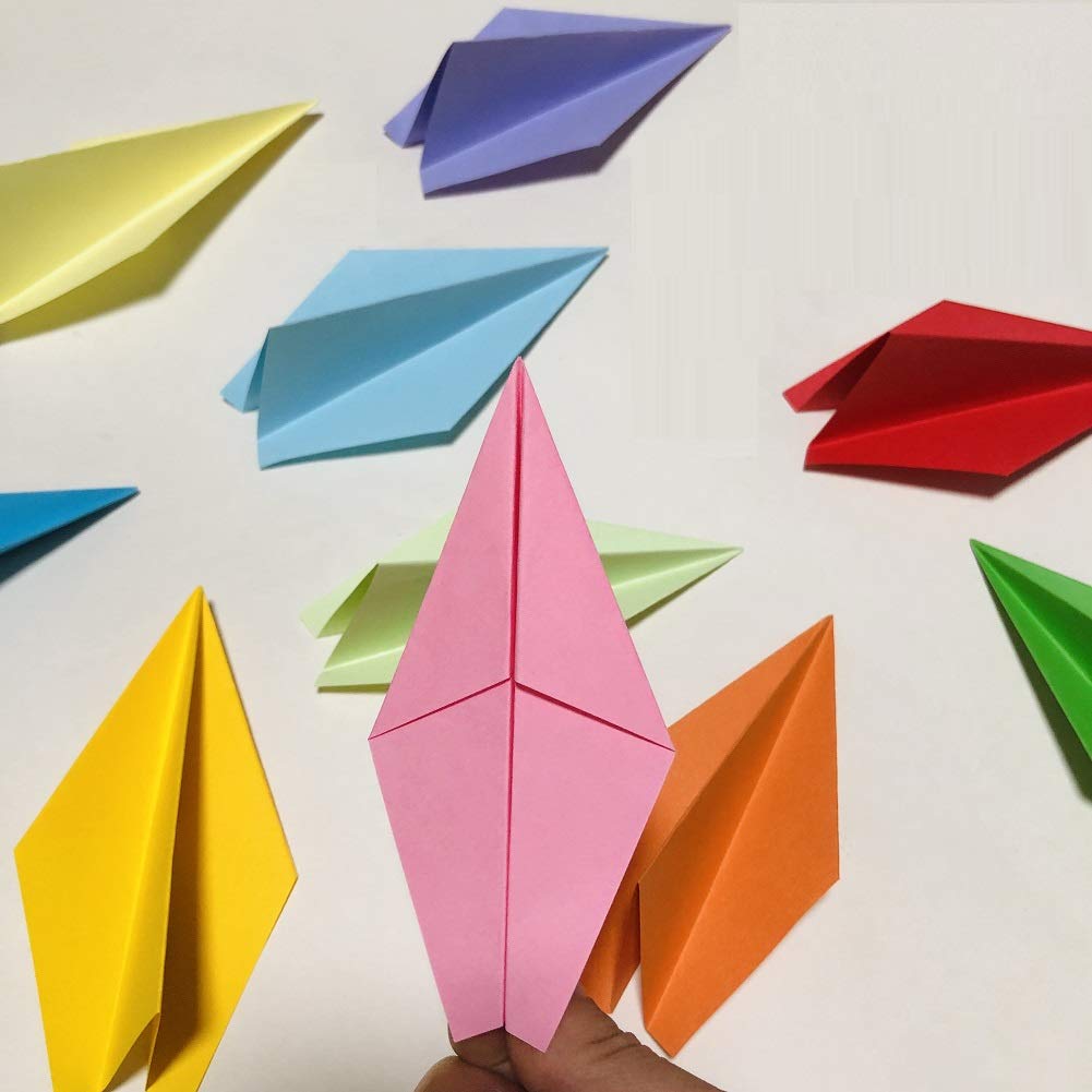 100Pcs Premade Rainbow Origami Paper Airplane Folded Origami Planes for Kids Party Supplies Plane Theme Birthday Baby Shower Party Table Centerpiece