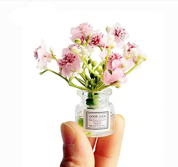 Miniature Flowers in Vase Set - 1:6 Scale Dollhouse Décor with Realistic Details, Tiny Floral Arrangements for Micro Landscape, Train Platform