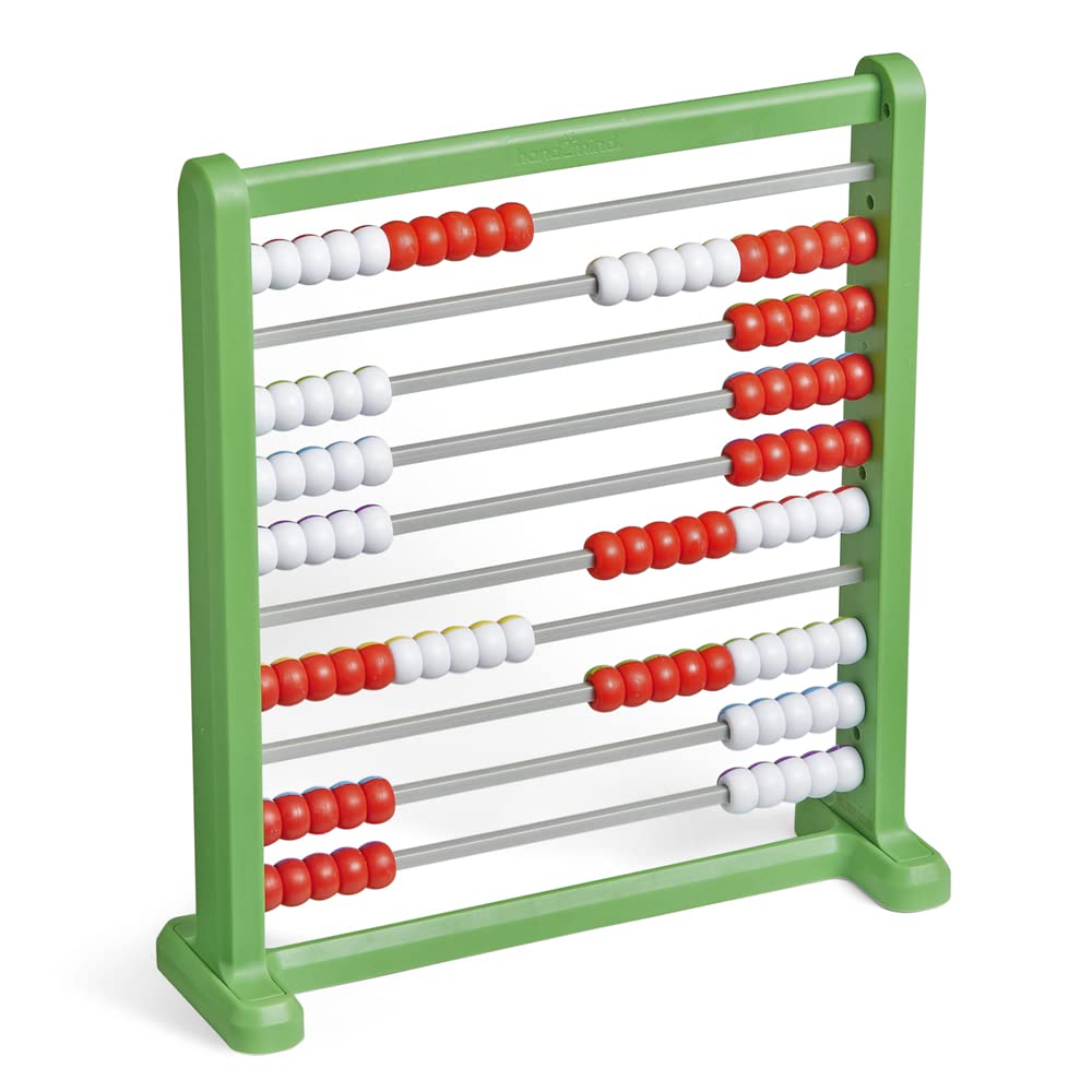 Hand2Mind Double Sided Plastic 100 Bead Abacus, Abacus for Kids Math, Kindergarten Math Manipulatives, Counting Rack, Educational Toys for Elementary