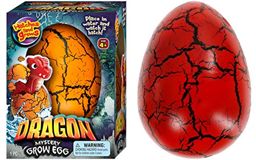 JA-RU Giant Hatching & Growing Dragon Eggs (1 Egg Assorted) Mystery Surprise Dinosaur Toys for Kids. Water Growing Toys. Easter Basket Birthday Party