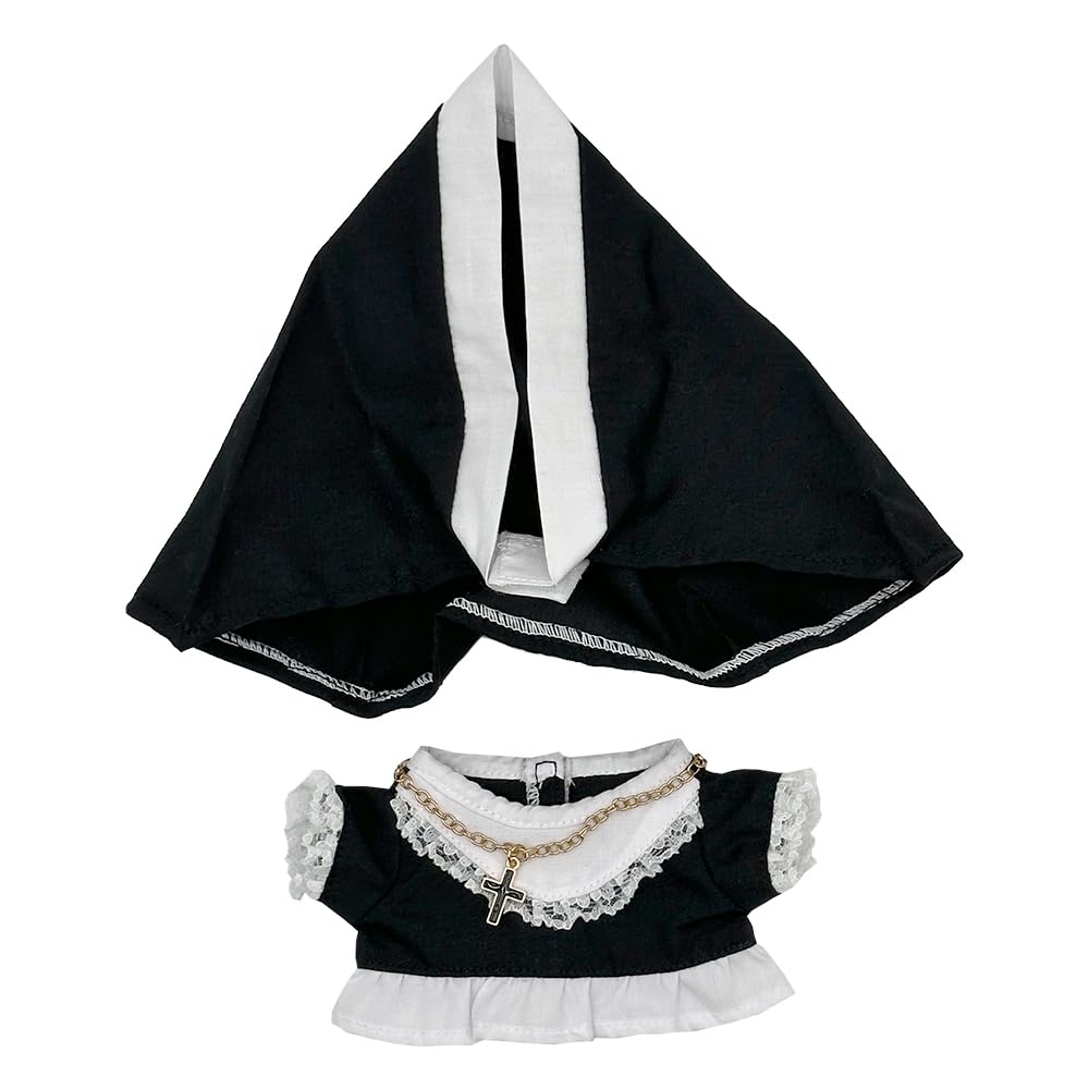 niannyyhouse 20cm Plush Doll Nun Clothes Black Headdress Dress Accessories 8in Plush Doll Accessories (20cm)