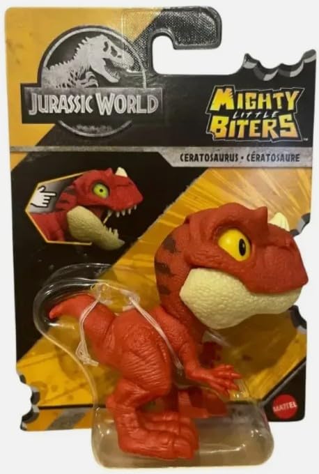 Mattel Jurassic Mighty Little Biters Real World Feel Toy Dinosaur Action Figure (Ceratosaurus)