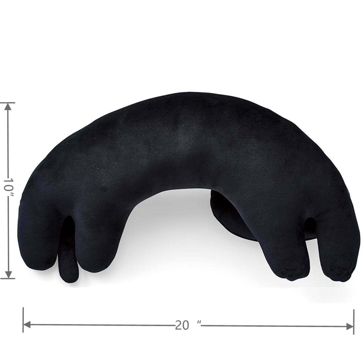Furvana U-Shaped Cat Plush Pillow, Cute Plushies, 20" - Ultrasoft Cat Stuffed Animal, Birtday Gift (Black)