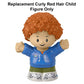 Fisher-Price Replacement Part Little People Family Playset - HBW72 ~ Replacement Curly Red Hair Child Figure ~ Wearing Blue Sweatshirt ~ Works Great