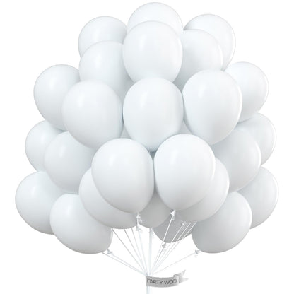 PartyWoo White Balloons 100 pcs 10 Inch Matte White Latex Helium Balloons for Wedding Bridal Graduation Engagement Baby Shower Gender Reveal Easter