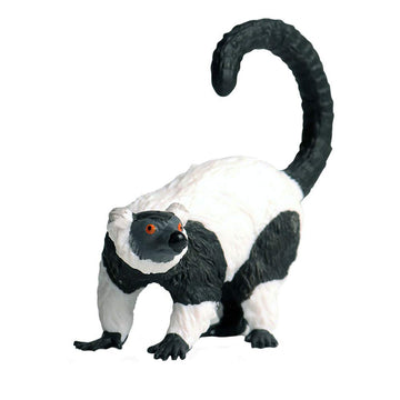 JOKFEICE Realistic Animal Figures Ruffed Lemur Figurines, Science Project, Cake Topper, Early Educational Toys Birthday for Toddlers Kids Age 3 4 5