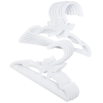 Doll Clothes Hangers for 18" Dolls -Set of 12 White Butterfly Hangers- Unique Design Compatible w American Girl Outfit Accessory Coat Hangers, Holds