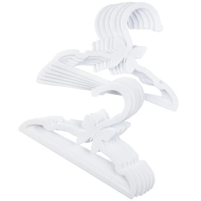 Doll Clothes Hangers for 18" Dolls -Set of 12 White Butterfly Hangers- Unique Design Compatible w American Girl Outfit Accessory Coat Hangers, Holds