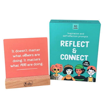 Conversation Cards for Teens - Motivational & Affirmation Quote Deck with Journal Prompts, Double-Sided with Display Stand | Therapy & Classroom