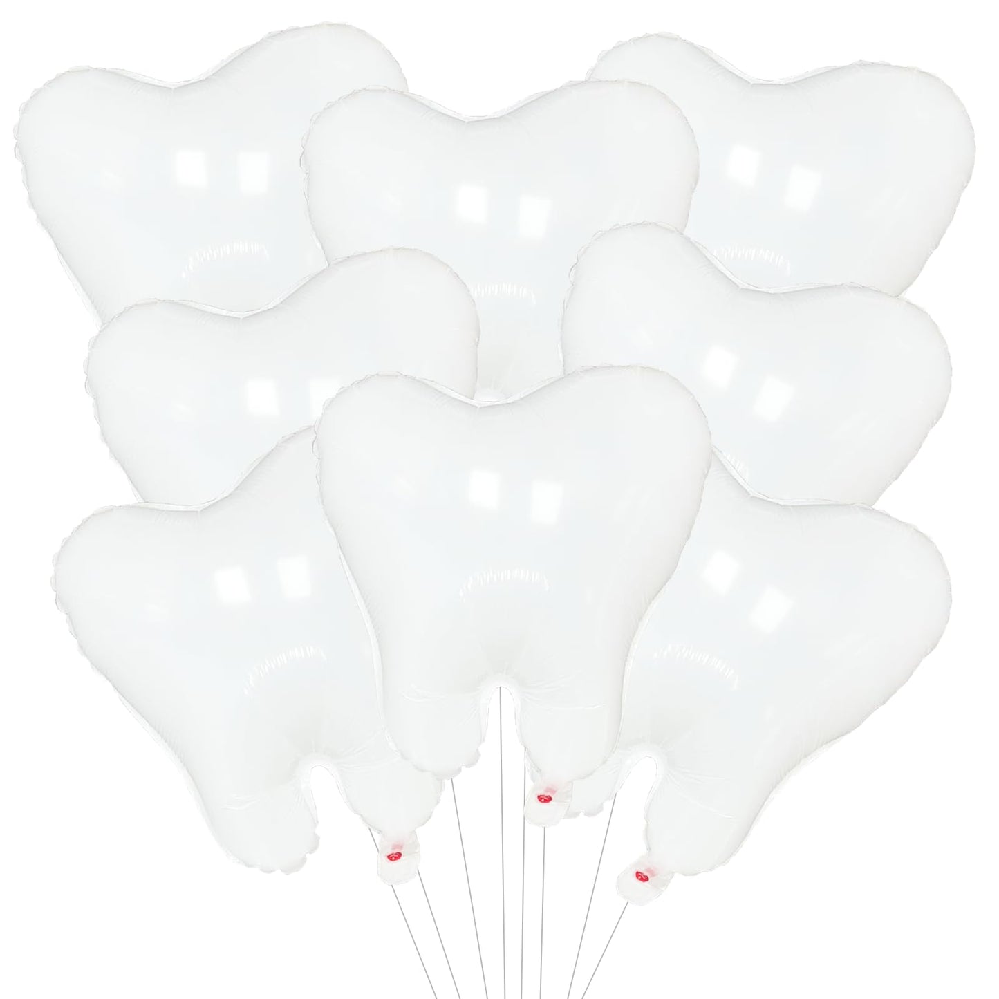 8 Pieces White Tooth Foil Balloons Decorations, 22 Inches Mylar Dental Balloons for Graduation, Tooth Fairy Parties, Dentist Office Decor, Kids First