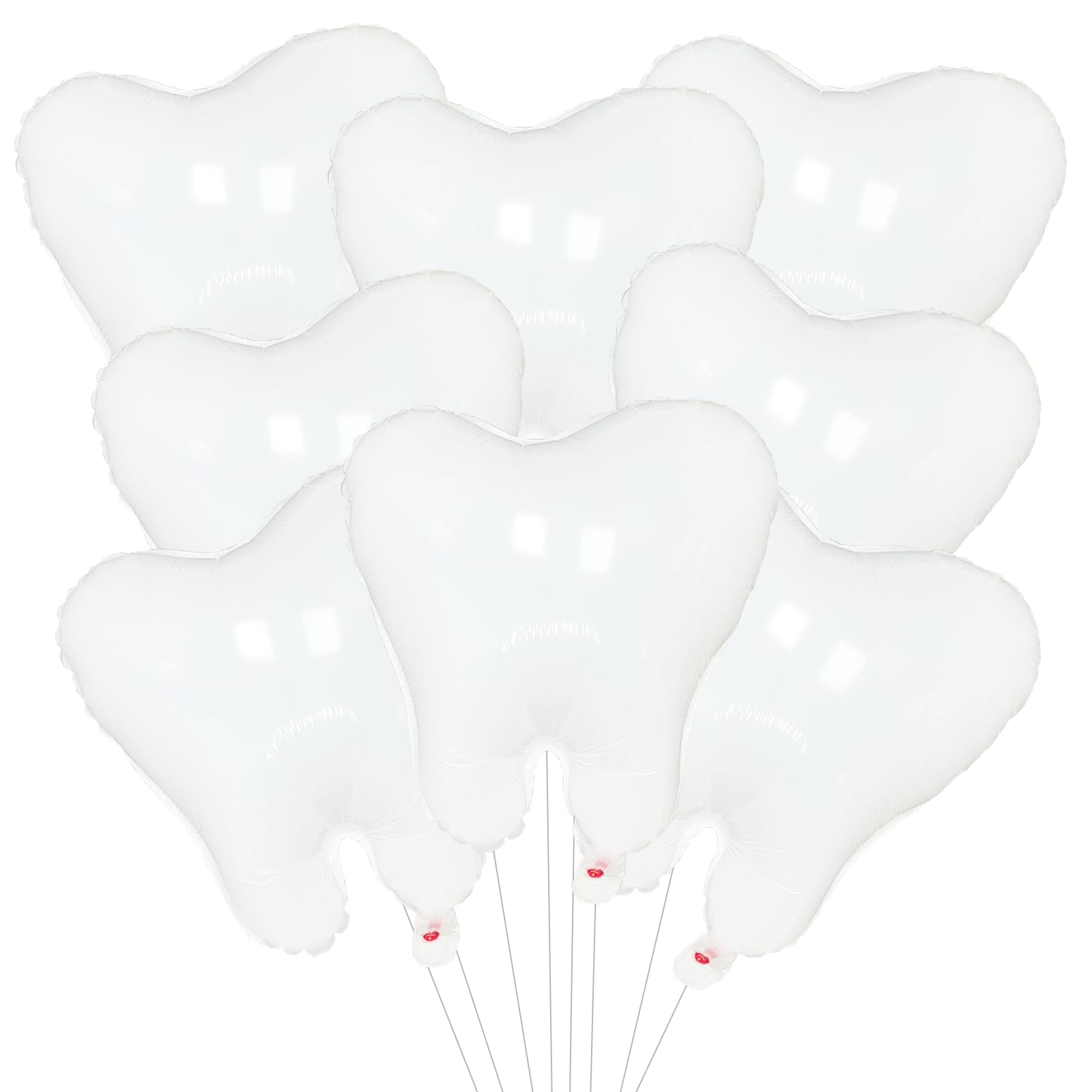 8 Pieces White Tooth Foil Balloons Decorations, 22 Inches Mylar Dental Balloons for Graduation, Tooth Fairy Parties, Dentist Office Decor, Kids First