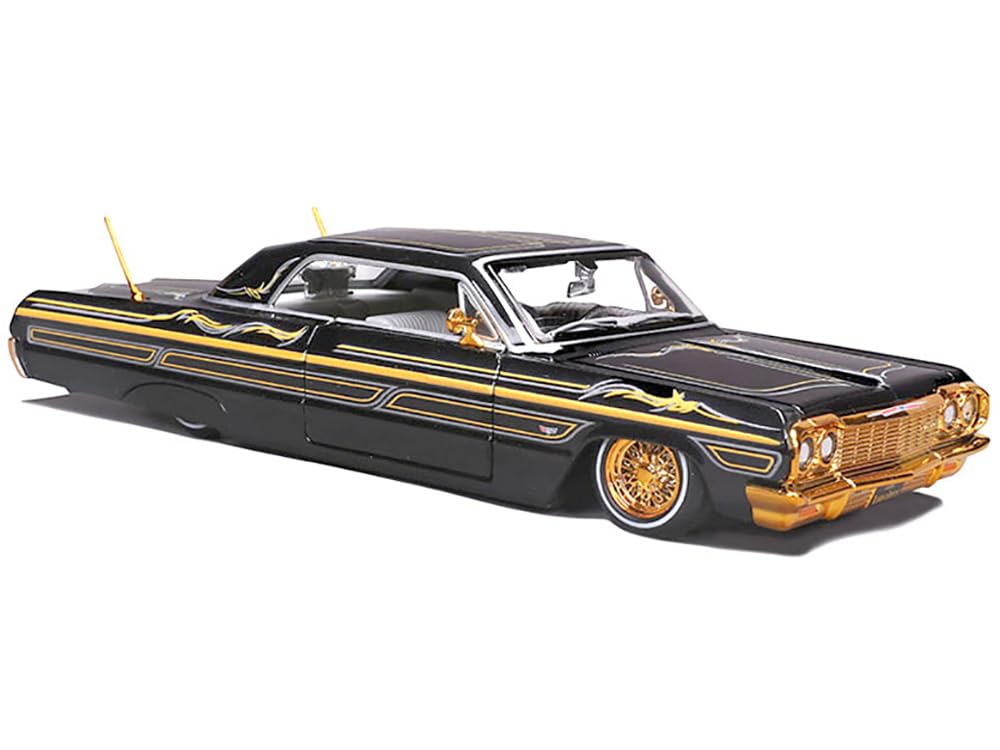 1964 SS Lowrider Black Metallic with Gold Graphics and Gray Interior Lowriders Series 1/26 Diecast Model Car 32547-BK