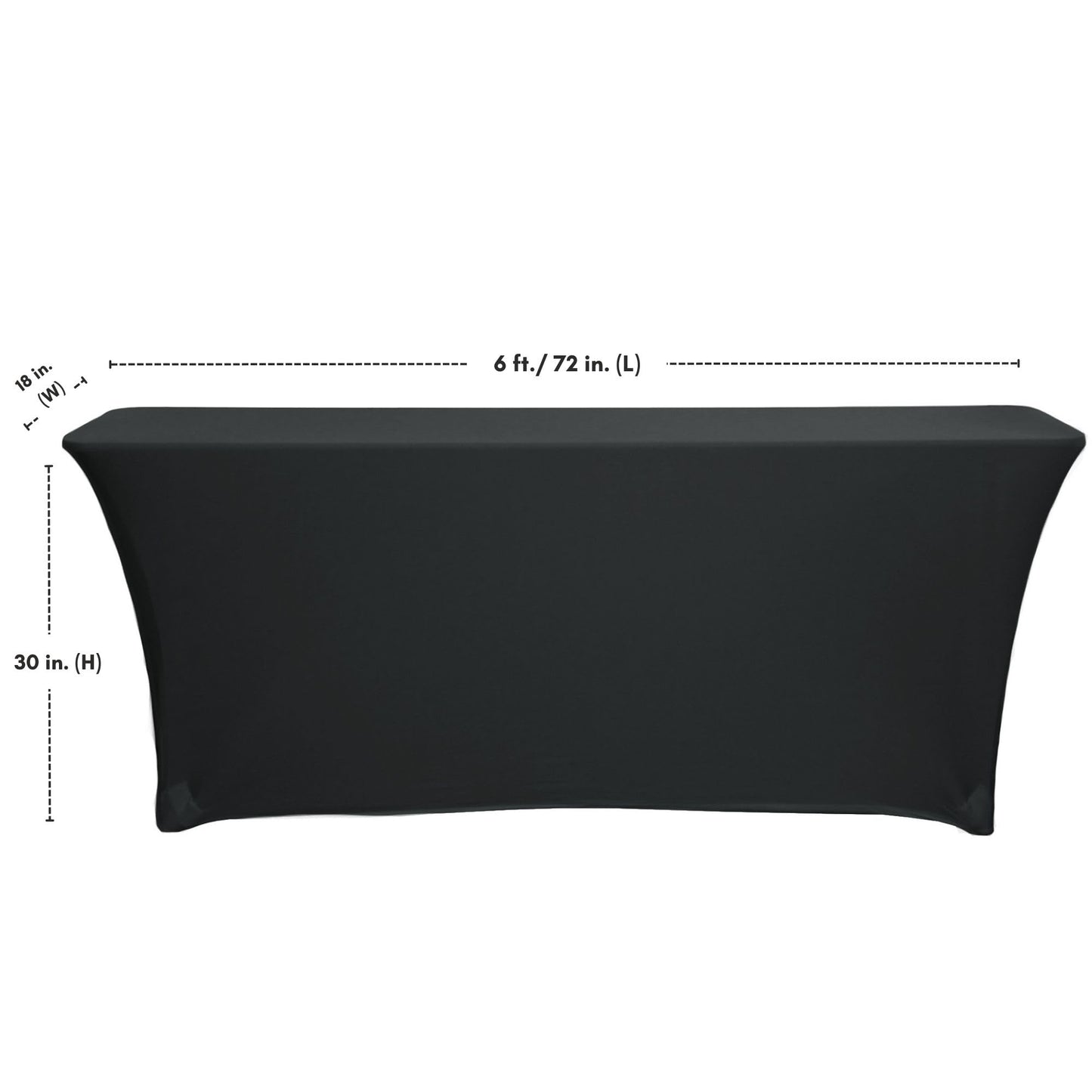 YOUR CHAIR COVERS - Spandex 6 Ft x 18 Inches, Narrow Classroom Standard Rectangular Training Stretch Tablecloth - Black
