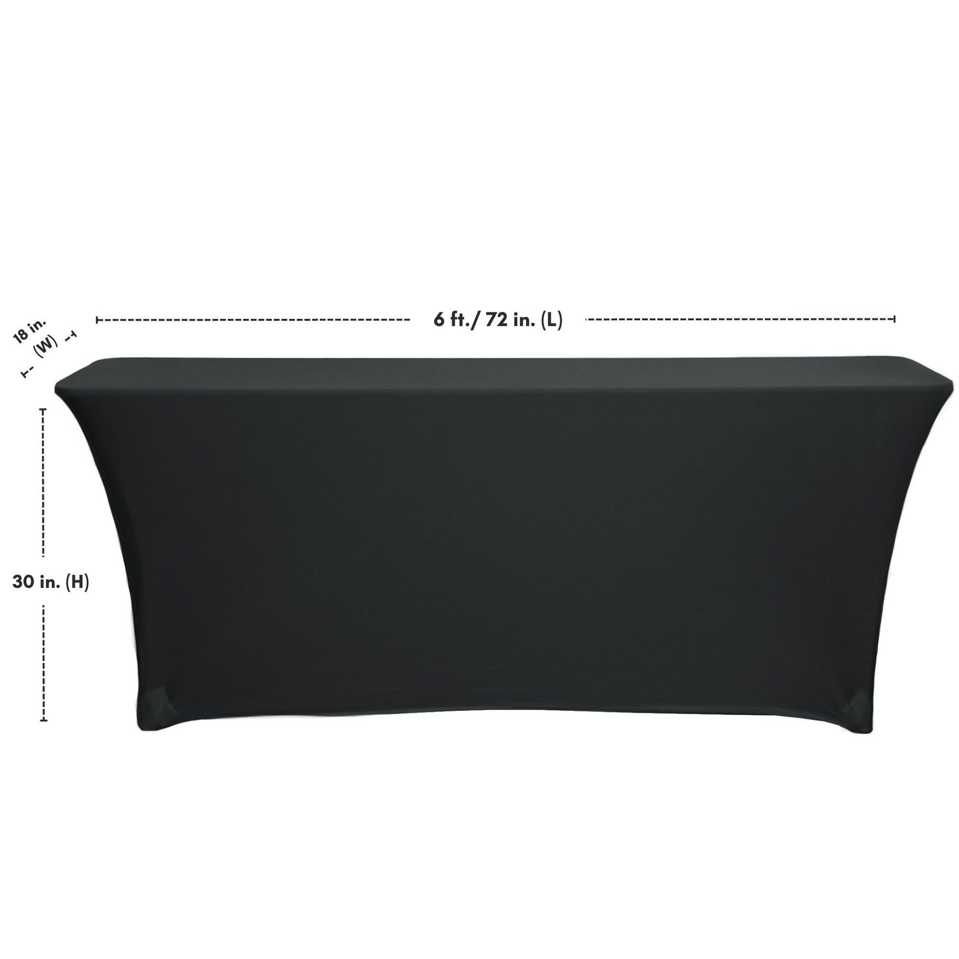 YOUR CHAIR COVERS - Spandex 6 Ft x 18 Inches, Narrow Classroom Standard Rectangular Training Stretch Tablecloth - Black
