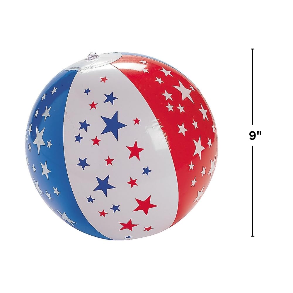 Fun Express Patriotic Beach Ball for Fourth of July (Set of 12) Red, White and Blue