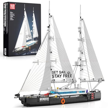 Mould King 10194 Boat Building Sets, MOC Ship Building Kits, Ocean Explorer Boat Model, Home Desk Decor, Collectible Building Toys for Adults/Teens