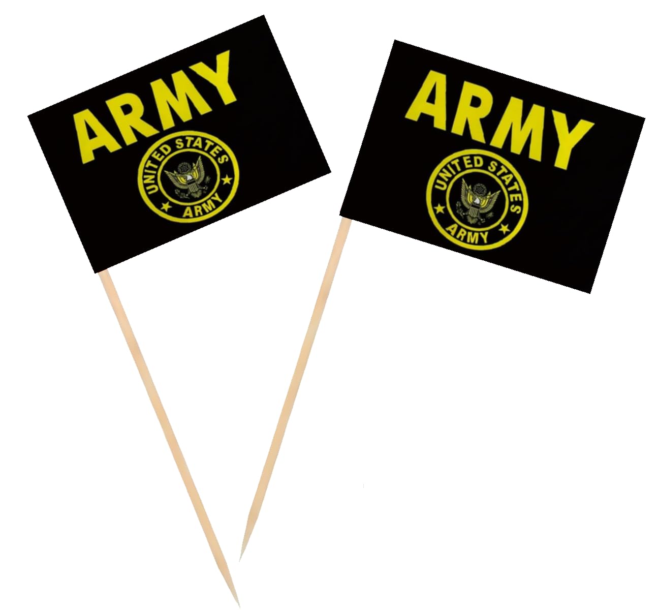 JAVD 100 Pcs US Army Gold Crest Toothpick Flag Small Mini United States Military Cocktail Fruit Cupcakes Toppers Food Stick Flags Decorations