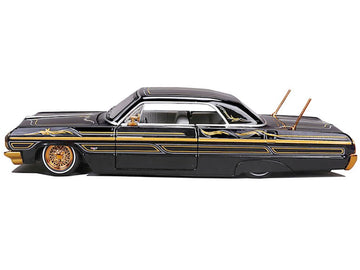 1964 SS Lowrider Black Metallic with Gold Graphics and Gray Interior Lowriders Series 1/26 Diecast Model Car 32547-BK