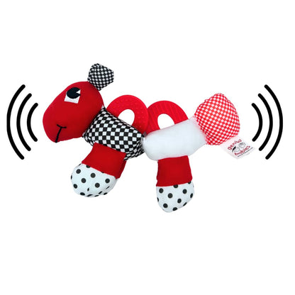 Genius Baby Toys Caterpillar Teething and Sensory Toy, High Contrast Black White Red, Multi-Texture Segments, BPA-Free, No Hard Parts, Machine