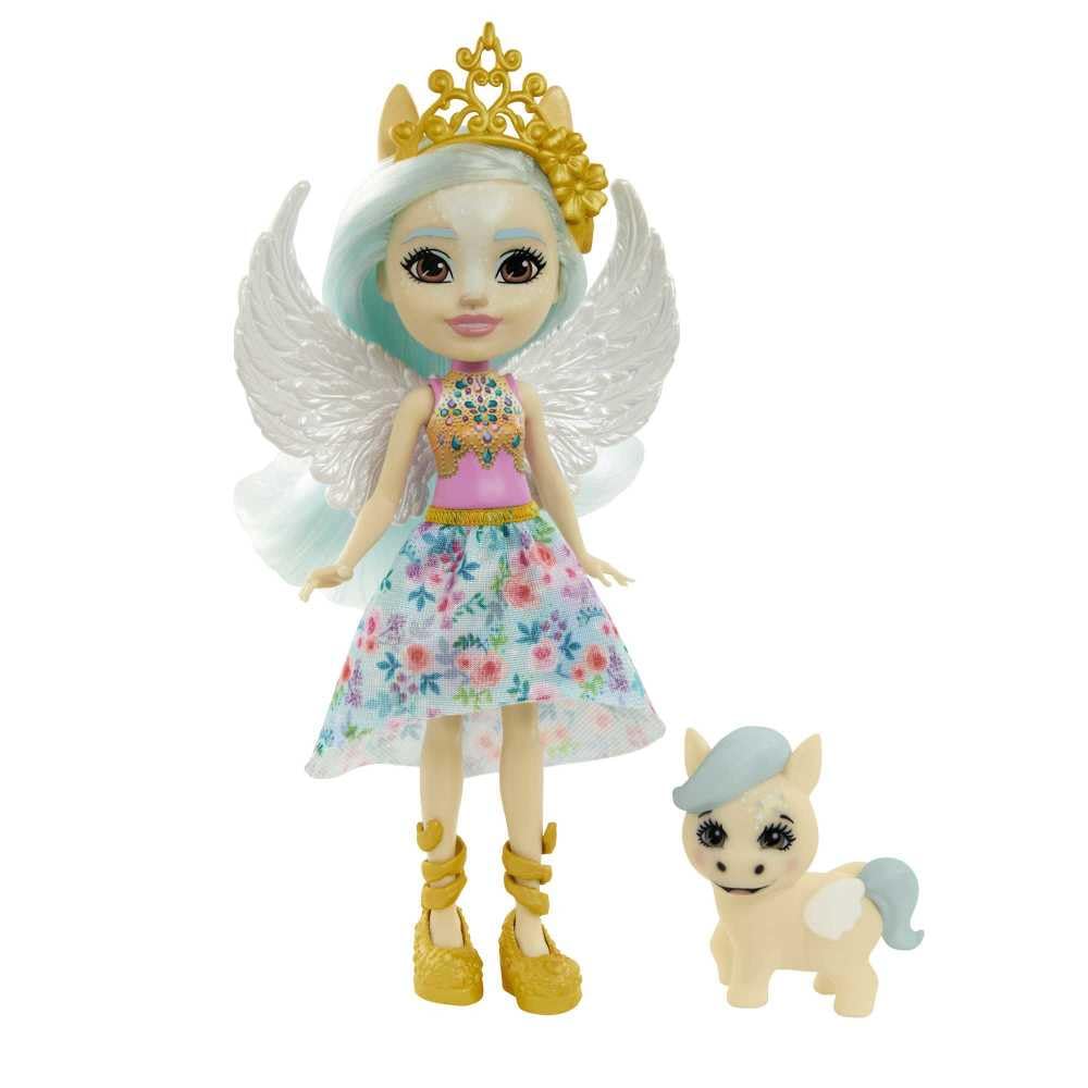 Enchantimals Paolina Pegasus Doll (6-in/15.2-cm) & Wingley Animal Friend Figure from Royals Collection, Small Doll with Removable Skirt and