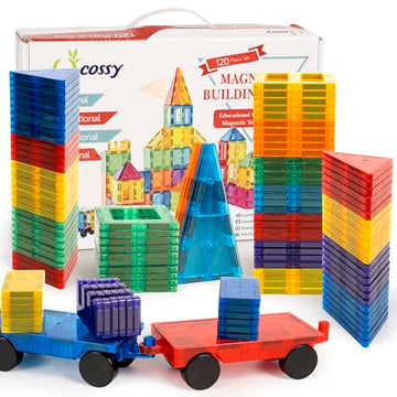 cossy 120Pcs Magnetic Tiles Magnetic 3D Building Blocks Set Educational Construction Toys for 3 4 5 6 7 8 Year Old Boy and Girl with Stronger Magnets