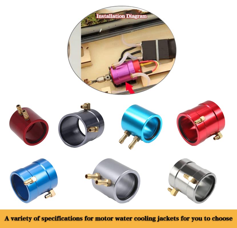 Fielect Motor Aluminum Water Cooling Jacket Metal Remote Control Model Boat PartsBlueSuitable for40Series Remote Control Boat Motor Parts Accessories