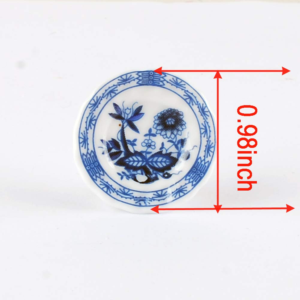 BAENRCY 1 Set 15 Pieces 1:12 Ceramics Tea Cup Set Lovely Dollhouse Decoration Set Dollhouse Kitchen Accessories(#4)
