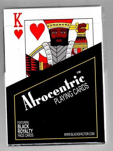 Afrocentric Playing Cards Blacks Factor, Poker-Sized, 12 Distinct African Royalty Face Cards, Black Mudcloth Back Design, Red and Black Jokers