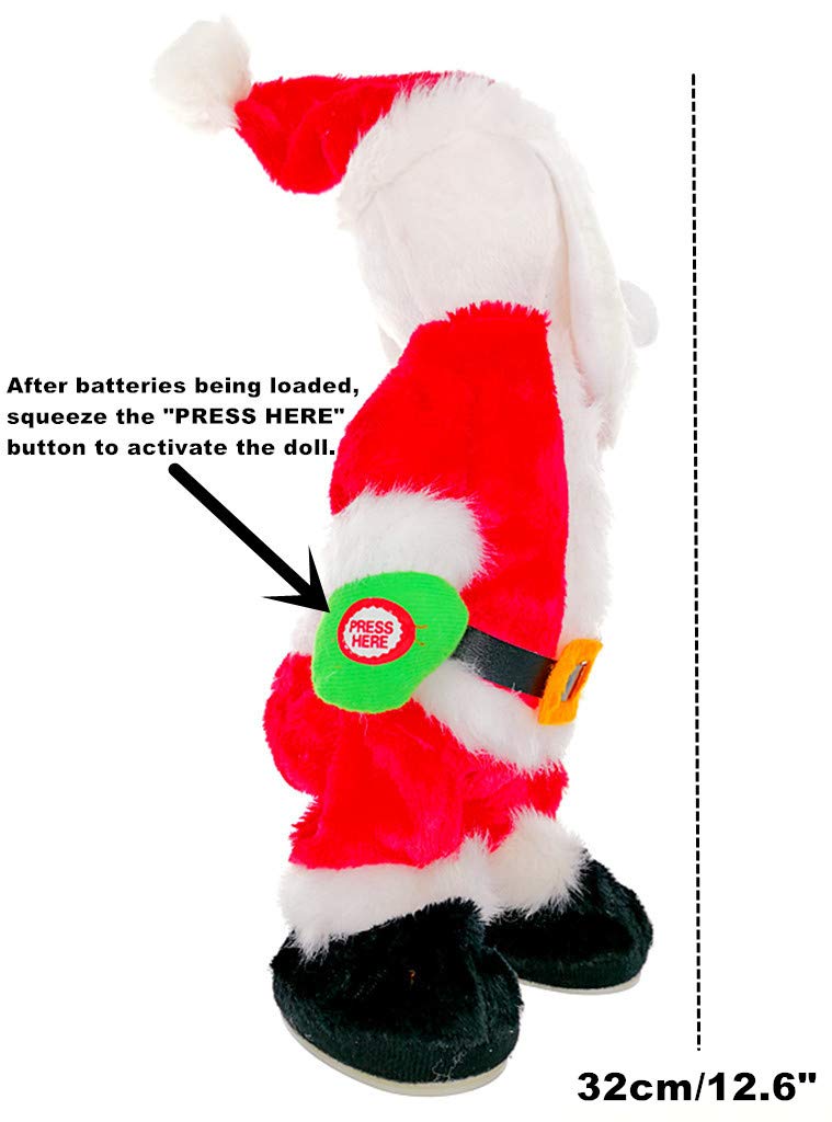 Kinteshun Twerking Christmas Santa Musical Doll,Dancing and Singing Xmas Plush Electric Toy Funny Gift(English Song)