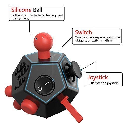 12 Sided Fidget Toys Cube,Dodecagon Fidget Toys for Kids Adults, Relief Stress and Anxiety Anti Depression & Focus for ADHD, ADD, Autism (Red, Normal