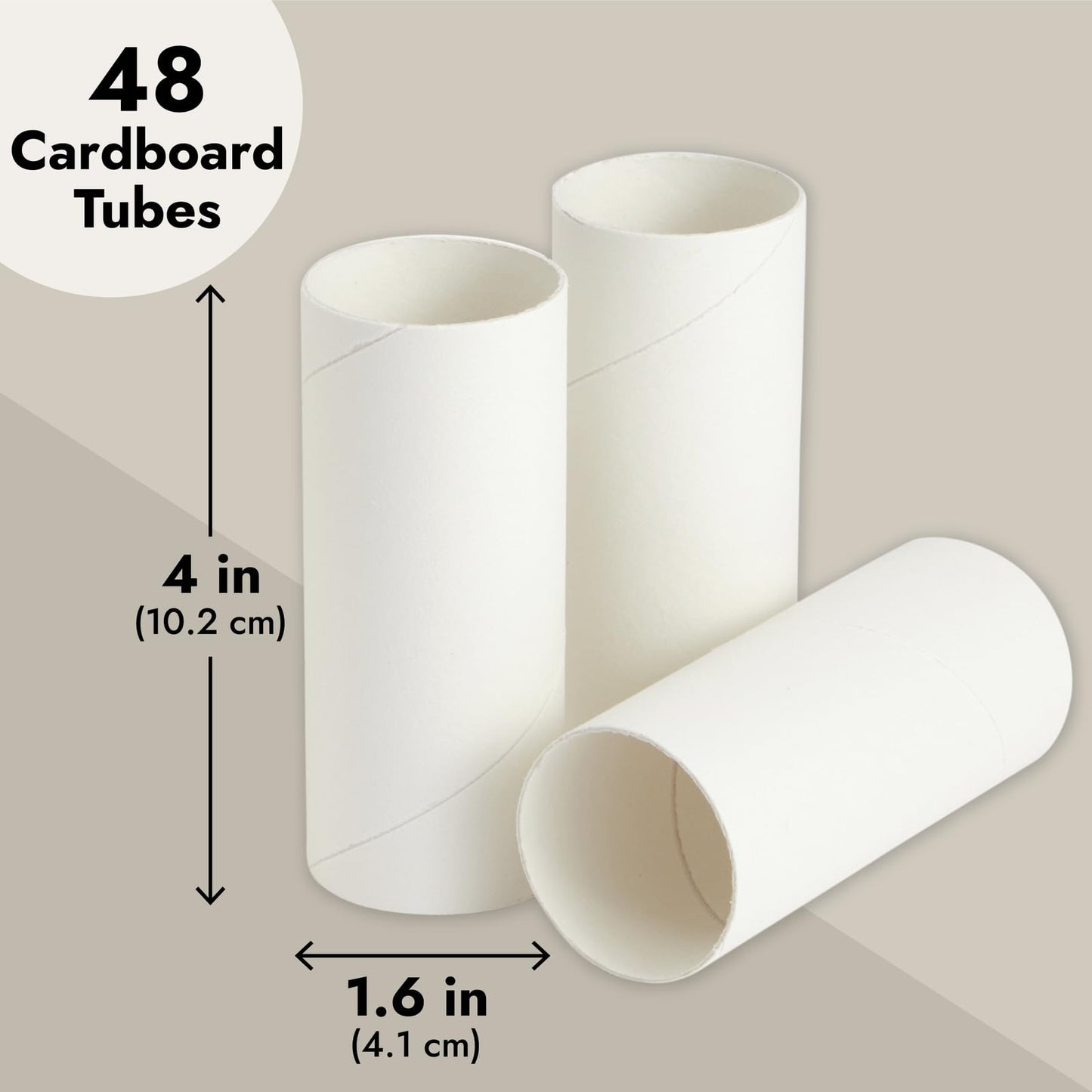 Pack of 48 Cardboard Craft Toilet Paper Tube Rolls, 9.9 cm Length