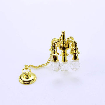 SXFSE Dollhouse Decoration Accessories, 1:12 Dollhouse Miniature Scene Model Chandelier (Gold, 55 x 20 mm)