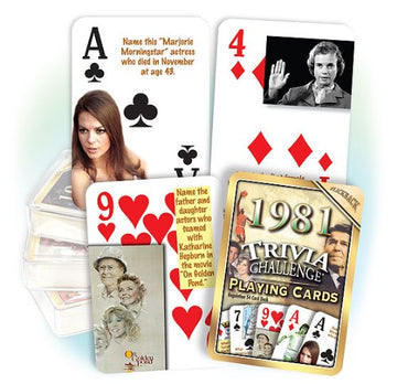 Flickback 45th Birthday Trivia Cards - 1981 Deck - Gift for Men or Women Born in 1981 - Fun 45th Birthday Game, Vintage 1981 Playing Cards with Trivia
