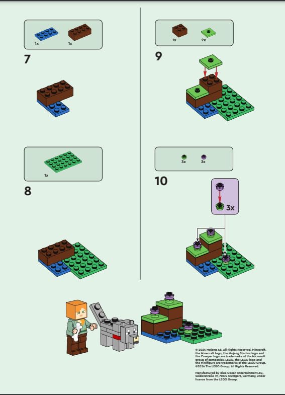 LEGO Minecraft Mini Set: Alex Minifigure with Wolf and Bone