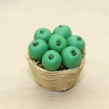 Green Dollhouse Decoration Accessories, 1:12 Dollhouse Miniature Scene Model Fresh Fruit Basket (25 x 30 mm)