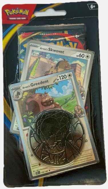 Pokemon TCG Trading Card Game Mega Evolutions Phantasmal Flames Booster Pack with 2 Promo Cards and Coin (Arven's Skwovet and Greedent)