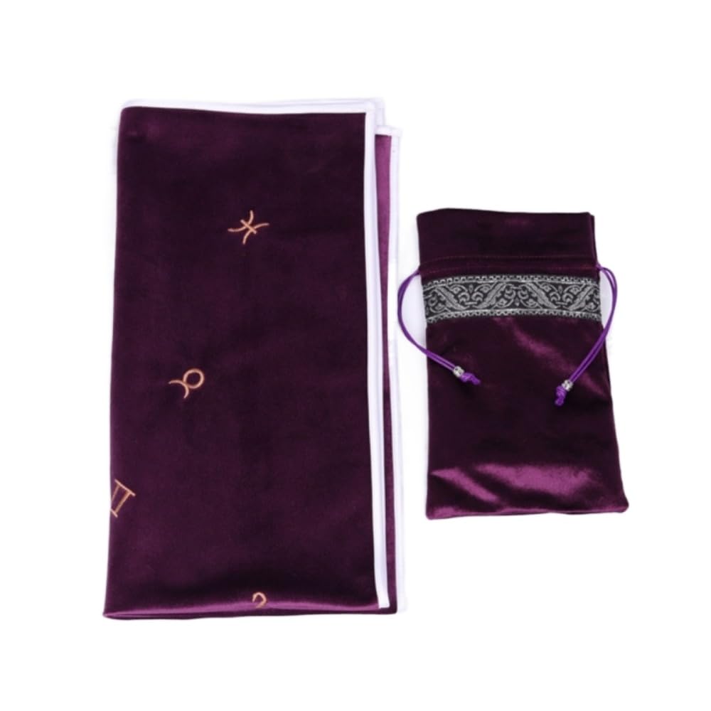 YYKSYDPT Tarot Tablecloth Embroidered Horoscope Square Divination with Bag