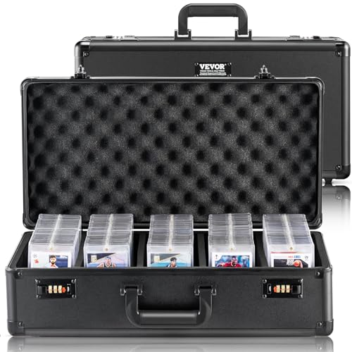 VEVOR 162 PSA Graded Sports Card Holder Box - 5 Slot Case with Coded Lock - Holds 115 BGS, 130 SGC or 999+ Loose Cards