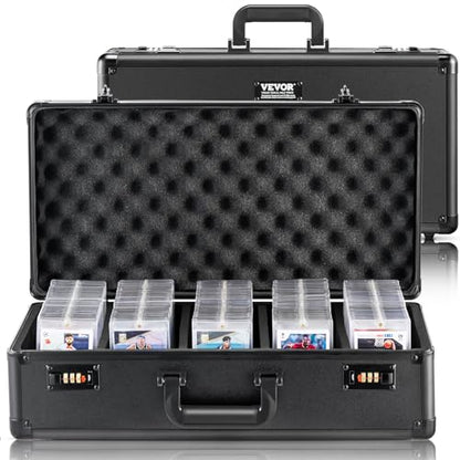 VEVOR 162 PSA Graded Sports Card Holder Box - 5 Slot Case with Coded Lock - Holds 115 BGS, 130 SGC or 999+ Loose Cards