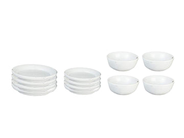 Melody Jane Dollhouse White Plate & Dish Set Miniature Metal Dining Accessory