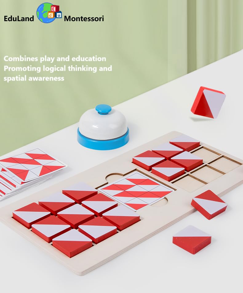 EduLand Montessori Tile Pattern Battle Game - Educational Puzzles Matching Pattern Road Trip Game - IQ Teasers Toys for Children - Ages 3+