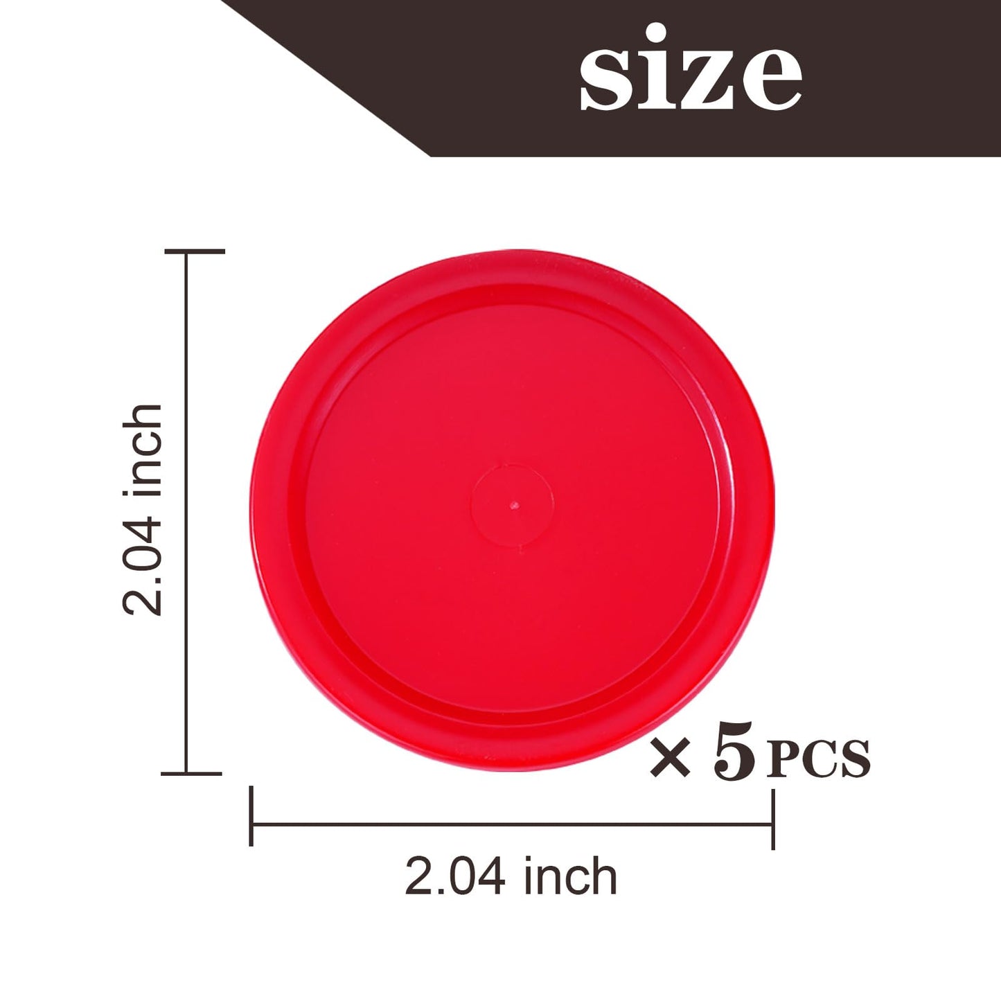 Pack of 5 Red 2-inch Mini Air Hockey Table Pucks (2-inch)