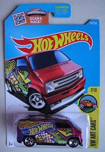 HOT WHEELS HW ART CARS 7/10 CUSTOM '77 DODGE VAN 197/250 SHOWDOWN SCAN & RACE CARD