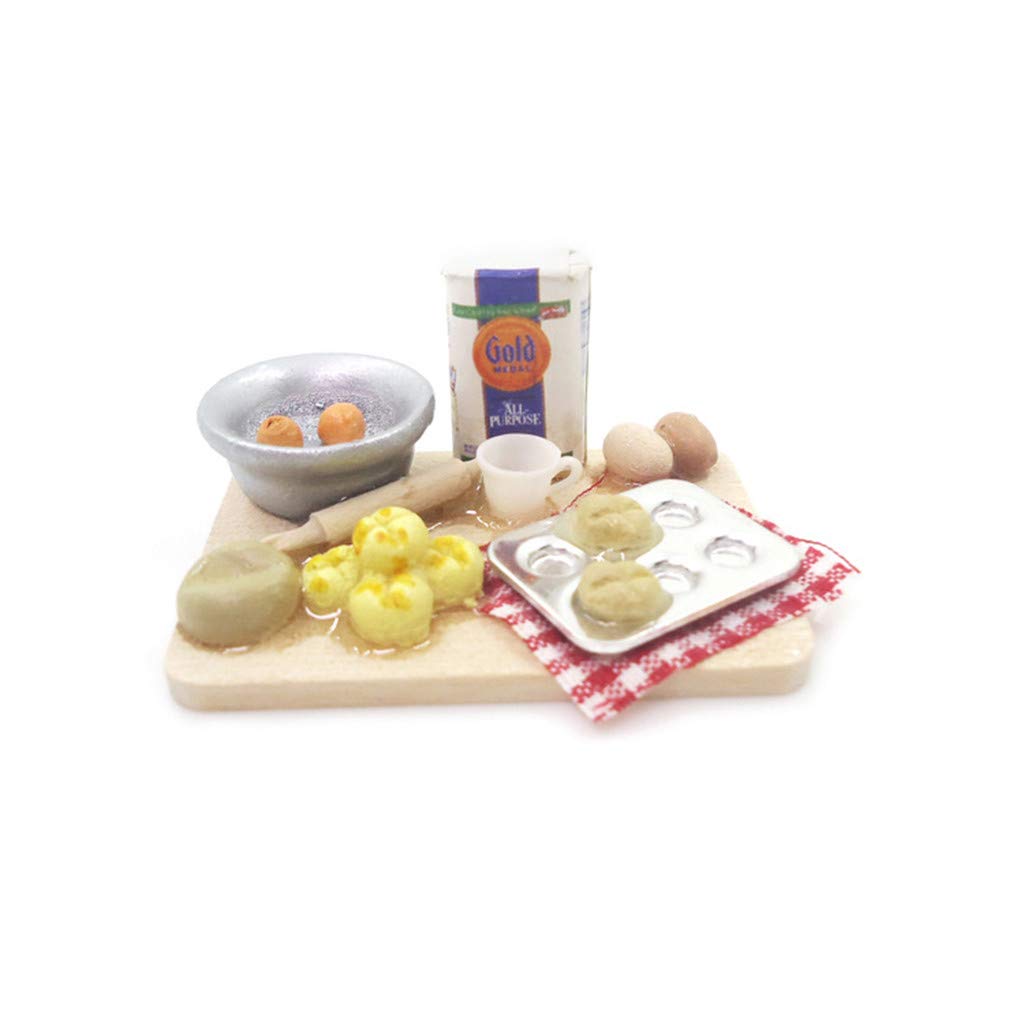 SXFSE Dollhouse Decoration Accessories, Miniature 1:12 Dollhouse Cute Mini Bread Dish