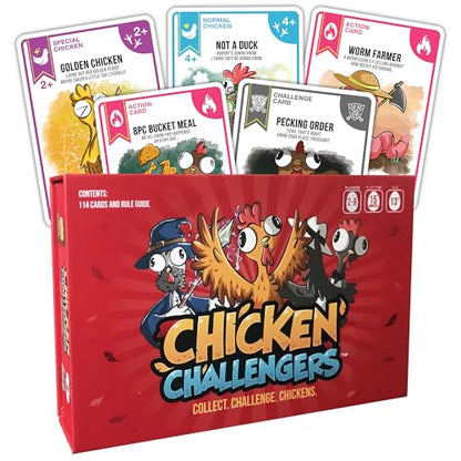 Chicken Challengers Card Game - Hilarious Strategy for Adults & Teens, Family Game Night, 2‑8 Players, Ages 13+, Travel‑Friendly