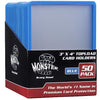 Monster Protectors Top Loaders Compatible with Pokémon & MTG Cards 50 Count Hard Plastic 3x4 Card Sleeves with Blue Border for Sorting, Fits Magic The
