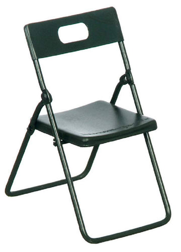 Dollhouse Miniature Black Metal Folding Chair