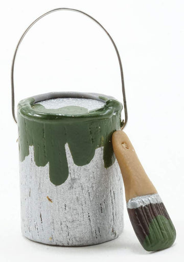 International Miniatures by Classics Dollhouse Miniature Paint Can and Brush Set, Green Paint
